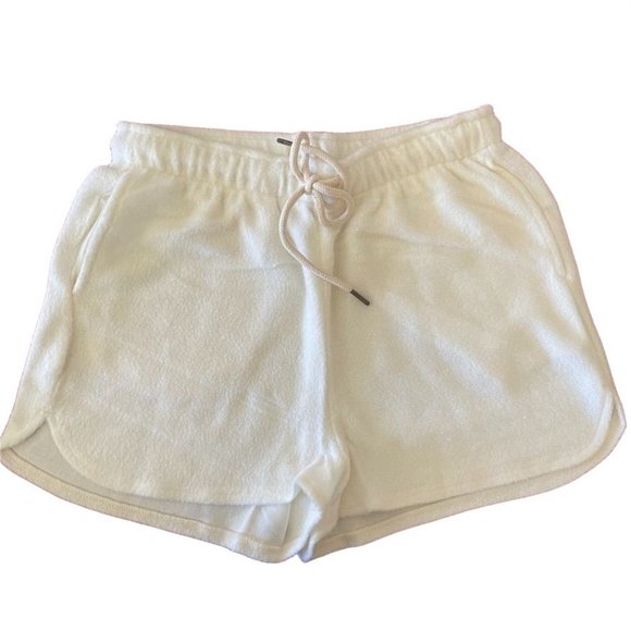 HYFVE WOMENS WHITE WHIP CREAM LONG SLEEVE CROP TOP / MATCHING LOUNGE SHORTS SZ: - Picture 3 of 11